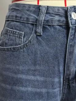 Jean large à poches en forme de cœur pour femme - Jean bleu délavé style années 2000 - Pantalon baggy droit - Streetwear printanier tendance 2026
