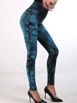 Jean Pantalons Déchirés Long Coupe Cintrée avec Poches Bicolores Pantalons Sexy