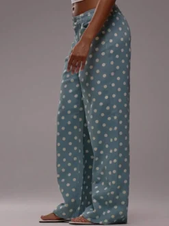 Jean à pois à jambes larges pour femme - Pantalon droit rétro non élastique - Streetwear chic printemps 2026