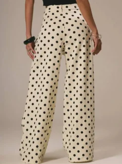 Jean à pois à jambes larges pour femme - Pantalon droit rétro non élastique - Streetwear chic printemps 2026
