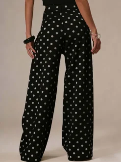 Jean à pois à jambes larges pour femme - Pantalon droit rétro non élastique - Streetwear chic printemps 2026