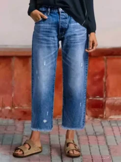 Jeans femme droite charmants en denim décontracté