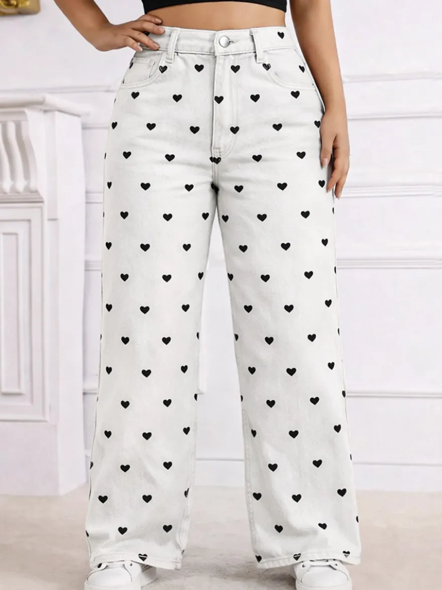 Jeans femme imprimés coupe ample et décontractée