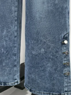 Jeans femme larges sexy en coton décontractés à boutons