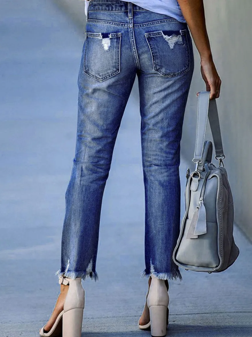 Jeans femme moderne vieilli skinny polyester