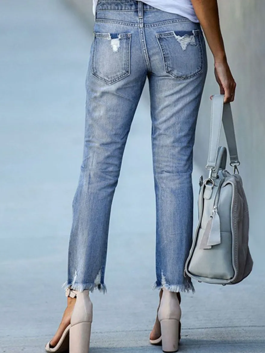 Jeans femme moderne vieilli skinny polyester