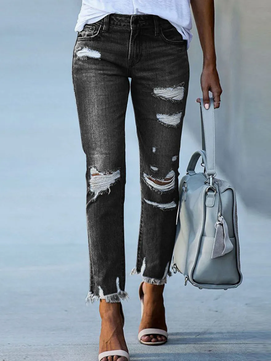 Jeans femme moderne vieilli skinny polyester