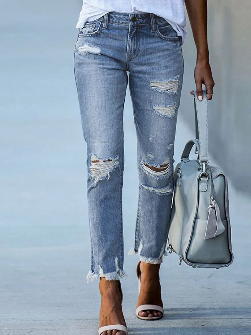 Jeans femme moderne vieilli skinny polyester