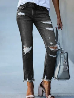 Jeans femme moderne vieilli skinny polyester