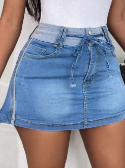 Jeans femme skinny jeans modernes en denim décontractés à ceinture
