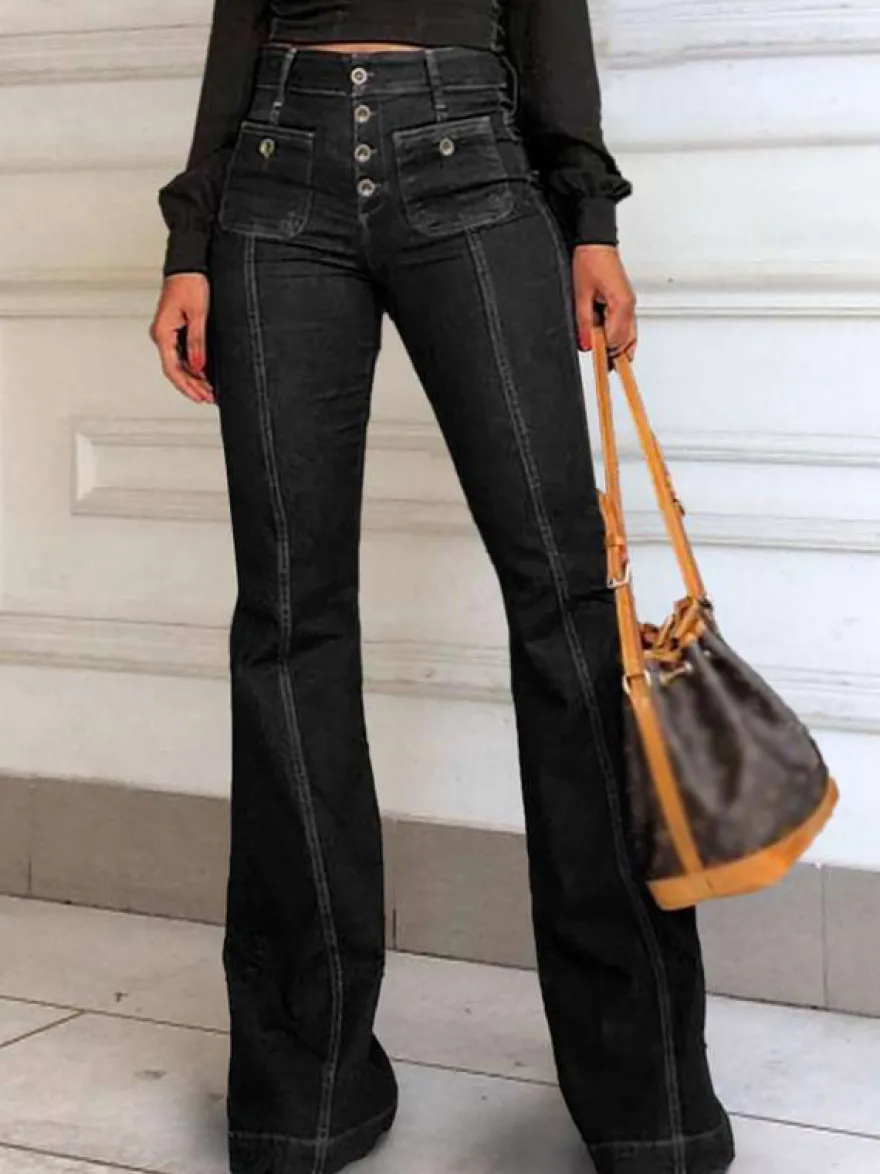 Jeans Pantalon Pour Femme Charmant Polyester