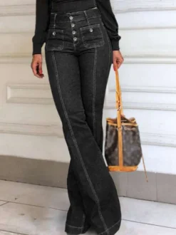 Jeans Pantalon Pour Femme Charmant Polyester