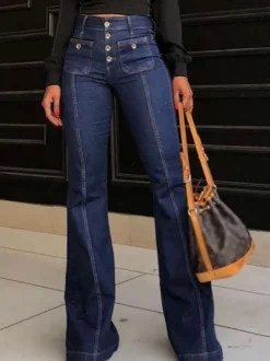 Jeans Pantalon Pour Femme Charmant Polyester