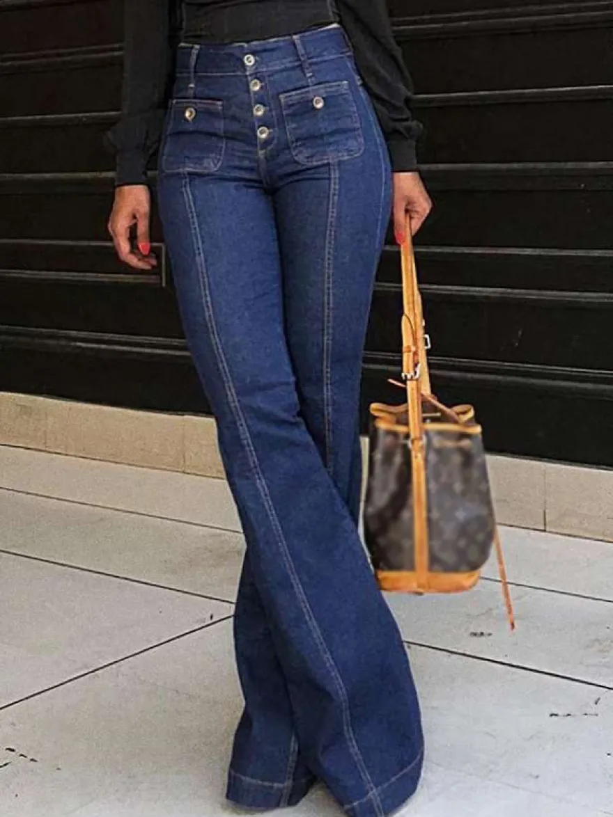 Jeans Pantalon Pour Femme Charmant Polyester