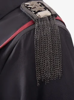 JoJo's Bizarre Adventure Queen Bite the Dust Robe gothique militaire Lolita OP Ensemble 3 pièces Rivet à chaîne noire