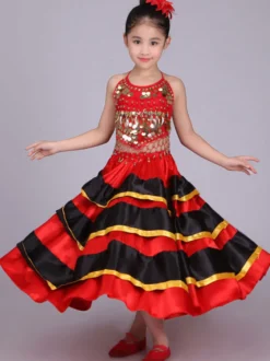 Jupe Flamenco Filles Paso Doble Costume De Danse Enfants Split Costumes De Corrida Déguisements Halloween Robe de Princesse Fille