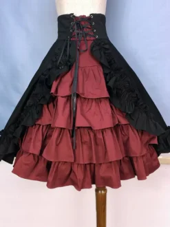 Jupe Gothique Lolita Jupes Lolita à Volants Bordeaux