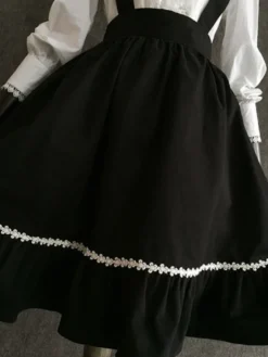 Jupe lolita excellente noire classique en chiffon impression à volants Déguisements Halloween