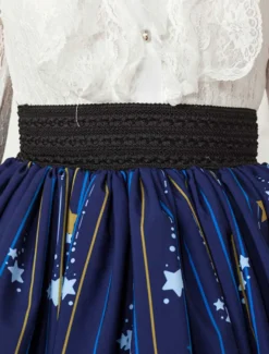 Jupe lolita kawaiii court bleu foncée avec dentelle Déguisements Halloween