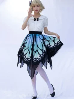 Jupe Lolita Mode Harajuku Volants Papillon Jupe Imprimée Irrégulière