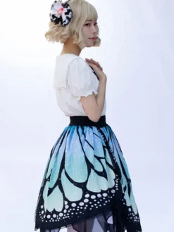 Jupe Lolita Mode Harajuku Volants Papillon Jupe Imprimée Irrégulière
