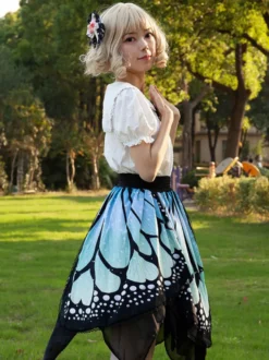 Jupe Lolita Mode Harajuku Volants Papillon Jupe Imprimée Irrégulière