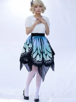 Jupe Lolita Mode Harajuku Volants Papillon Jupe Imprimée Irrégulière