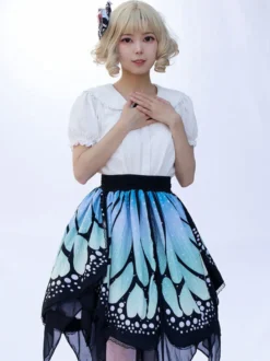 Jupe Lolita Mode Harajuku Volants Papillon Jupe Imprimée Irrégulière