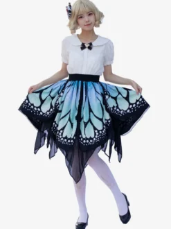 Jupe Lolita Mode Harajuku Volants Papillon Jupe Imprimée Irrégulière