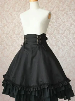 Jupe lolita noire gothique en coton Déguisements Halloween
