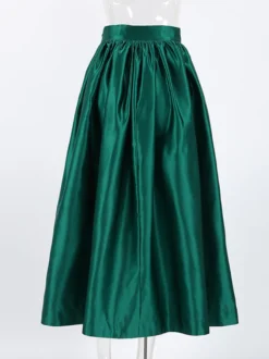 Jupe longue satinée taille haute pour femme - Élégante jupe plissée ample - Collection Royal Core - Idéale pour les mariages et les soirées (collection 2026)