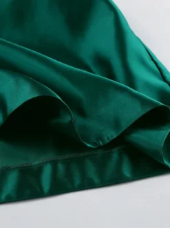 Jupe longue satinée taille haute pour femme - Élégante jupe plissée ample - Collection Royal Core - Idéale pour les mariages et les soirées (collection 2026)