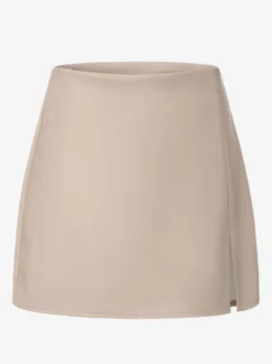 Jupe moulante mini en similicuir taille haute avec fente latérale pour femme 2026