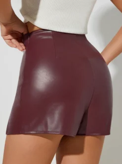 Jupe moulante mini en similicuir taille haute avec fente latérale pour femme 2026