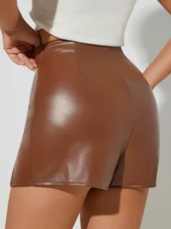 Jupe moulante mini en similicuir taille haute avec fente latérale pour femme 2026