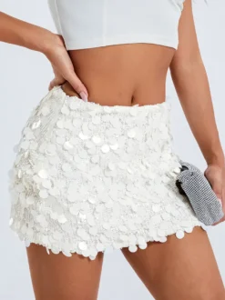 Jupes argentées automne mini bas pour femmes