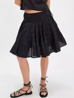 Jupes blanches plissées taille naturelle chic pour femmes