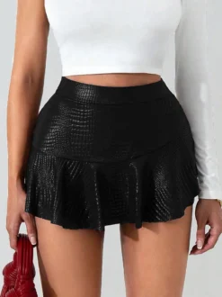 Jupes bordeaux coupe slim taille haute mini sexy pour femmes
