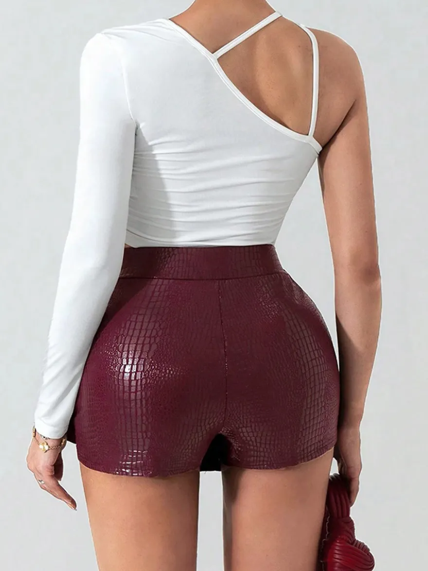 Jupes bordeaux coupe slim taille haute mini sexy pour femmes