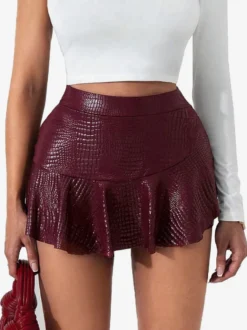 Jupes bordeaux coupe slim taille haute mini sexy pour femmes