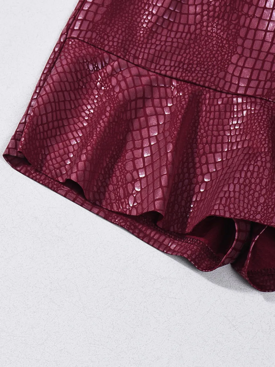 Jupes bordeaux coupe slim taille haute mini sexy pour femmes