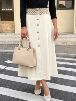 Jupes écrues blanches mi-mollet pour femmes