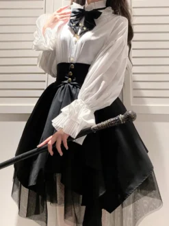 Jupes gothiques Lolita SK noires irrégulière