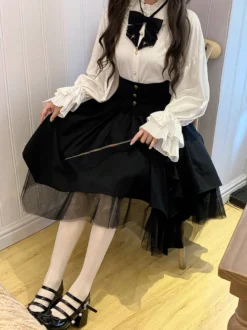 Jupes gothiques Lolita SK noires irrégulière
