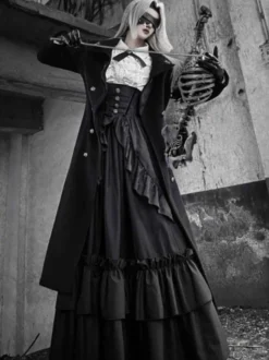 Jupes Gothiques Lolita SK À Volants Couches Noir Lolita