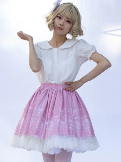 Jupes Harajuku Lolita SK Jupes Lolita à volants roses à imprimé fleurie