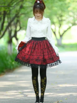 Jupes Lolita bordeaux Sweet Lace Lolita SK