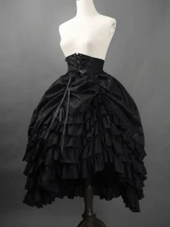Jupes Lolita Gothiques Lolita SK Jacquard À Volants Blancs