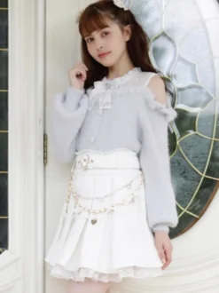 Jupes Lolita plissées à œillets blancs Steampunk Lolita SK