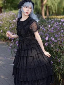 Jupes Lolita plissées noires Infanta Lolita SK